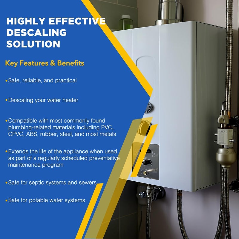 Qoddxx 2 Pack Tankless Water Heater Descaler - Quart (64 oz) Premium Tankless Water Heater Systems, Highly Effective Descaler Restores Heating Efficiency, Easy Use - Image 4